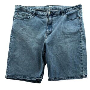 Lee Riders Womens Bermuda Jean Shorts 18 Measureed Mid Rise Blue Denim Casual